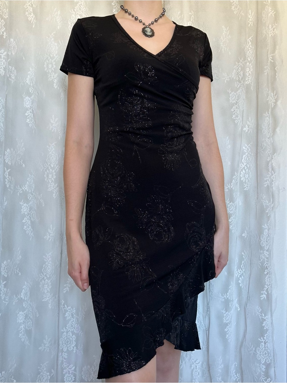Vintage Vamp Whimsygoth Black Midi Dress